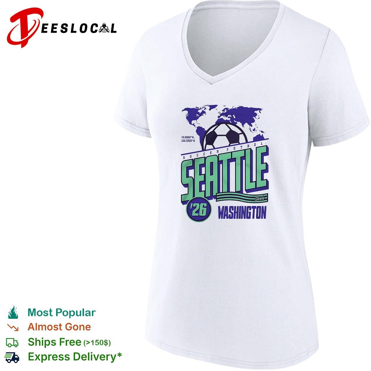 Seattle 2026 Washington world map soccer shirt