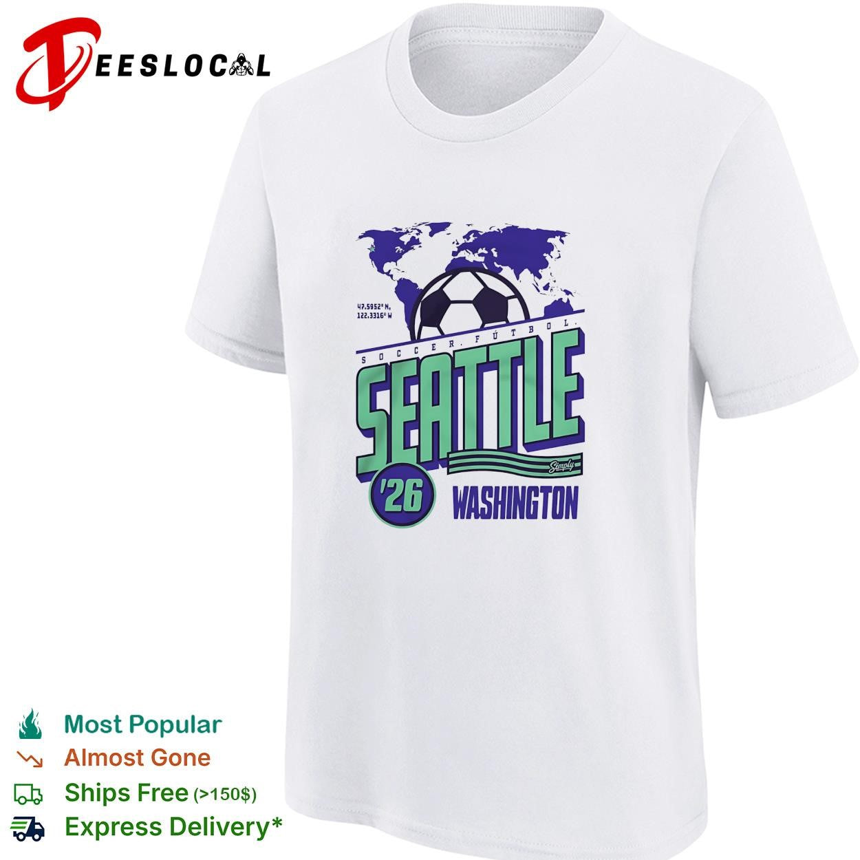Seattle 2026 Washington world map soccer shirt