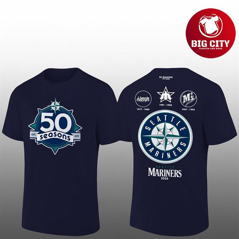 Seattle Mariners 50 Seasons Celebrate 1977-2026 Two Sided Shirt