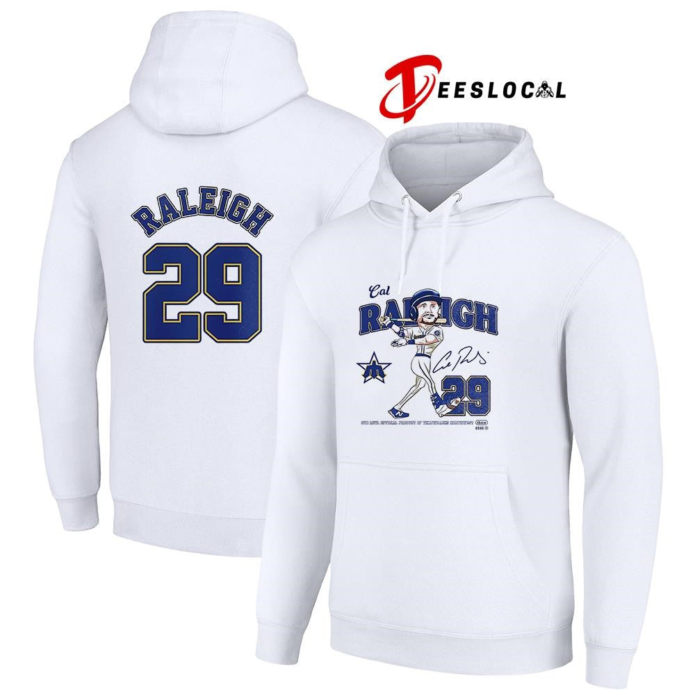 Seattle Mariners Cal Raleigh MVP name and number caricature pose shirt