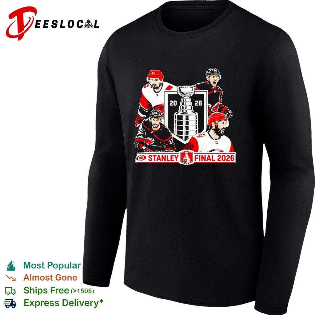Sebastian Aho Andrei Svechnikov Martin Necas Carolina Hurricanes Stanley Final 2026 shirt
