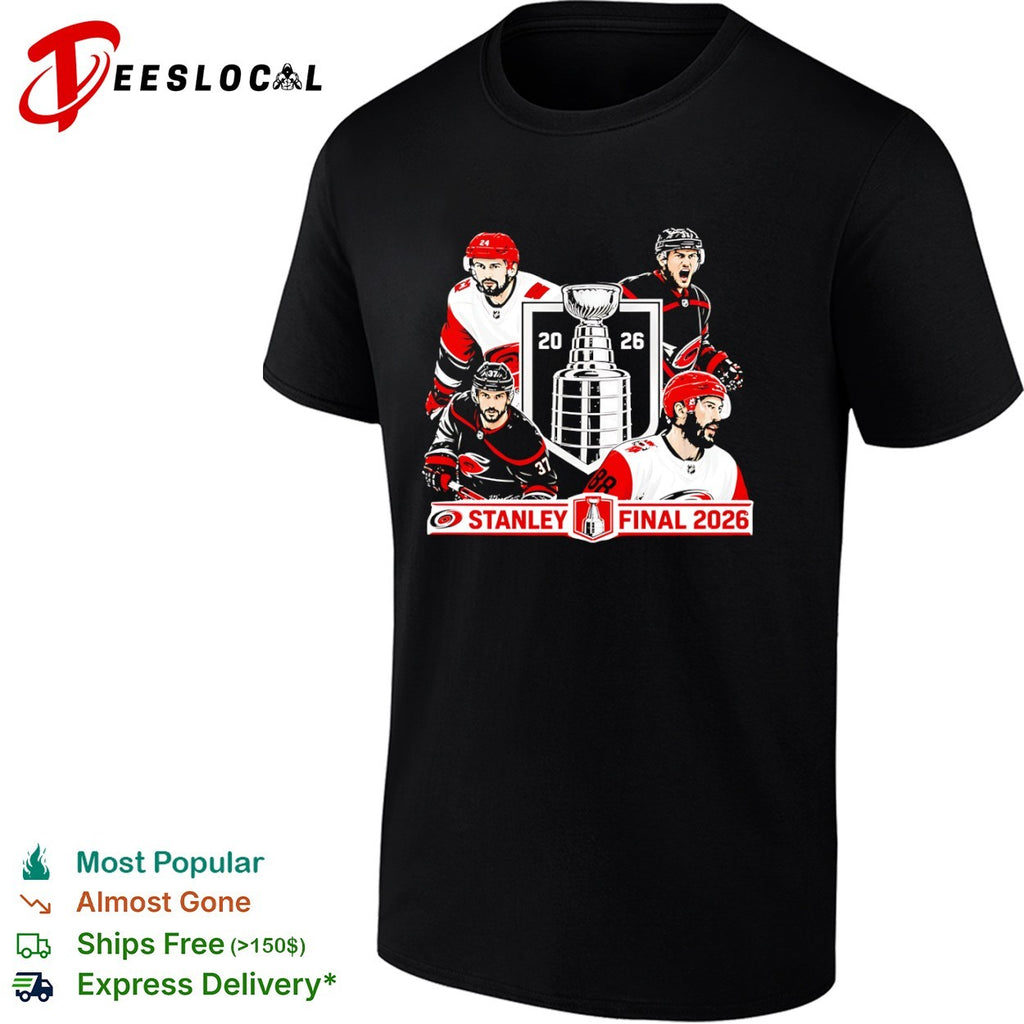 Sebastian Aho Andrei Svechnikov Martin Necas Carolina Hurricanes Stanley Final 2026 shirt