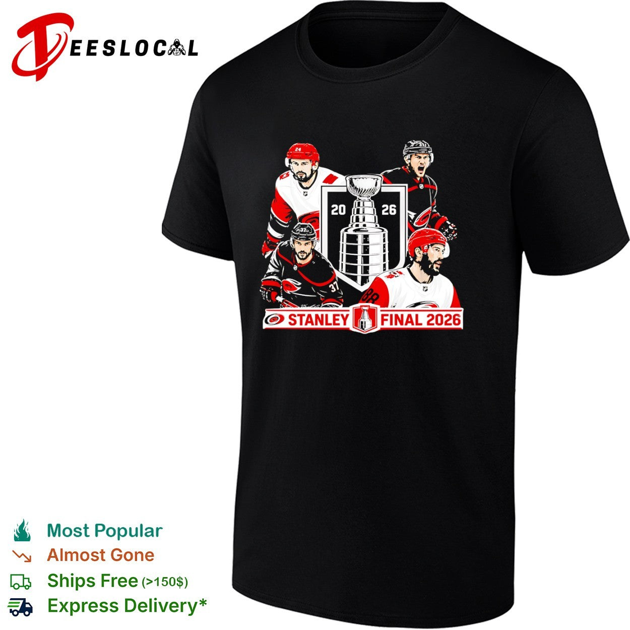 Sebastian Aho Andrei Svechnikov Martin Necas Carolina Hurricanes Stanley Final 2026 shirt