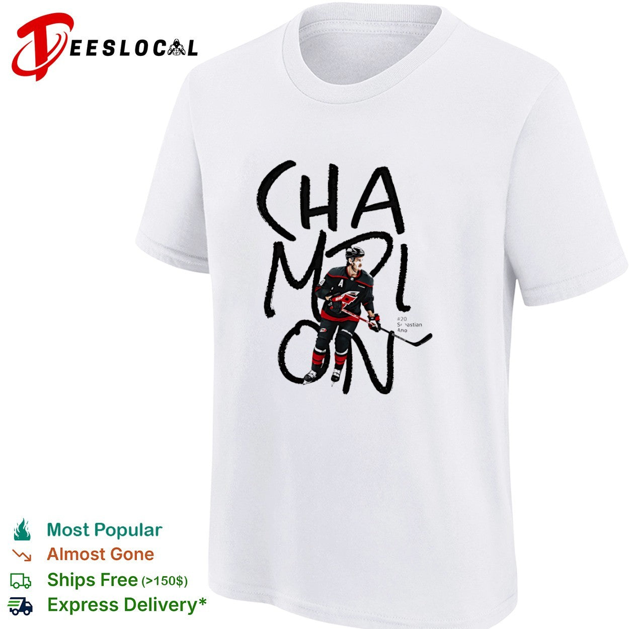 Sebastian Aho Carolina Hurricanes hockey player champion shirt