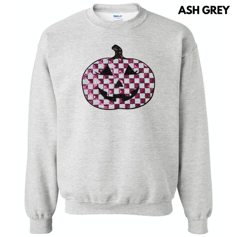 Sequin Checkered Pink Pumpkin Patch Sweatshirt T-Shirts, Hoodie | CiraTrend.com