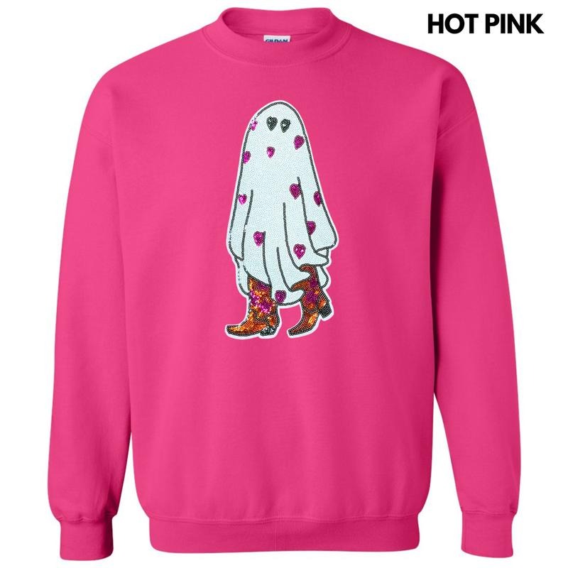 Sequin Cowgirl Ghost Patch Sweatshirt T-Shirts, Hoodie | CiraTrend.com