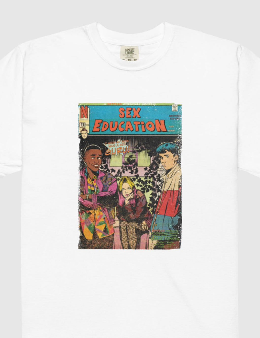 Sex Education Blue Comic Unisex Heavyweight T-Shirt [White] Hoodie, Sweatshirt | CiraTrend.com (Image 3)