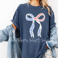 Shabby Chic Patriotic Bow t shirt  | Denim comfort colors t shirt | 4th of July T shirt Hoodie, Sweatshirt | CiraTrend.com