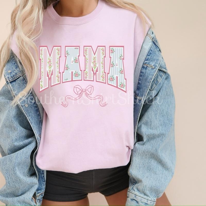 Shabby Chic Varsity Mama T shirt  | Blossom comfort colors T shirt top Hoodie, Sweatshirt | CiraTrend.com