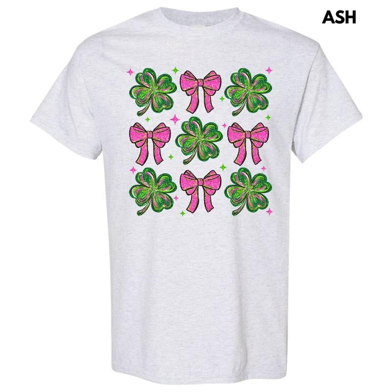 Shamrock Faux Glitter Collage Gildan Short Sleeve T-Shirt 'NLB Hoodie, Sweatshirt | CiraTrend.com