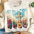 She Is Clothed With Strength Shirt, Wildflower Christian Shirt, Bible Verse Shirt, Brushstroke Shirt, Christian Boho...