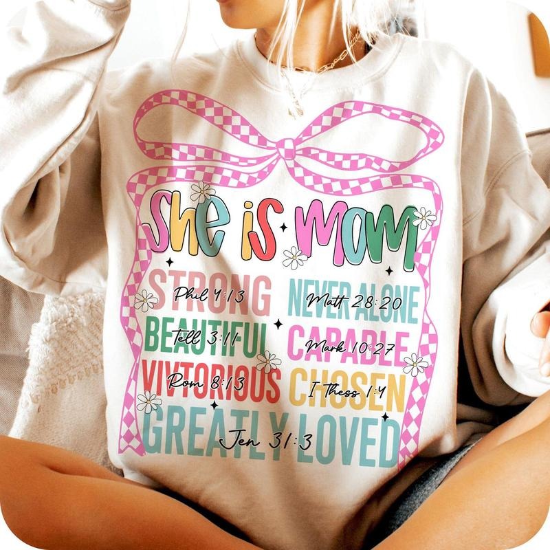She is Mom Shirt, Flower Mom Shirt, Blessed Mom Shirt, Mom Coquette Shirt, Mom Png, Mom Life Shirt, Mother's Day Shirt,...