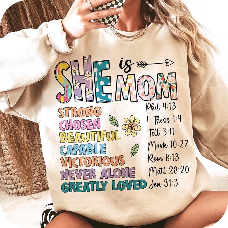 She is Mom Shirt, Flower Mom , Blessed Mom ,Mother's Day Tee,  Retro Mama Quotes Hoodie, Sweatshirt | CiraTrend.com