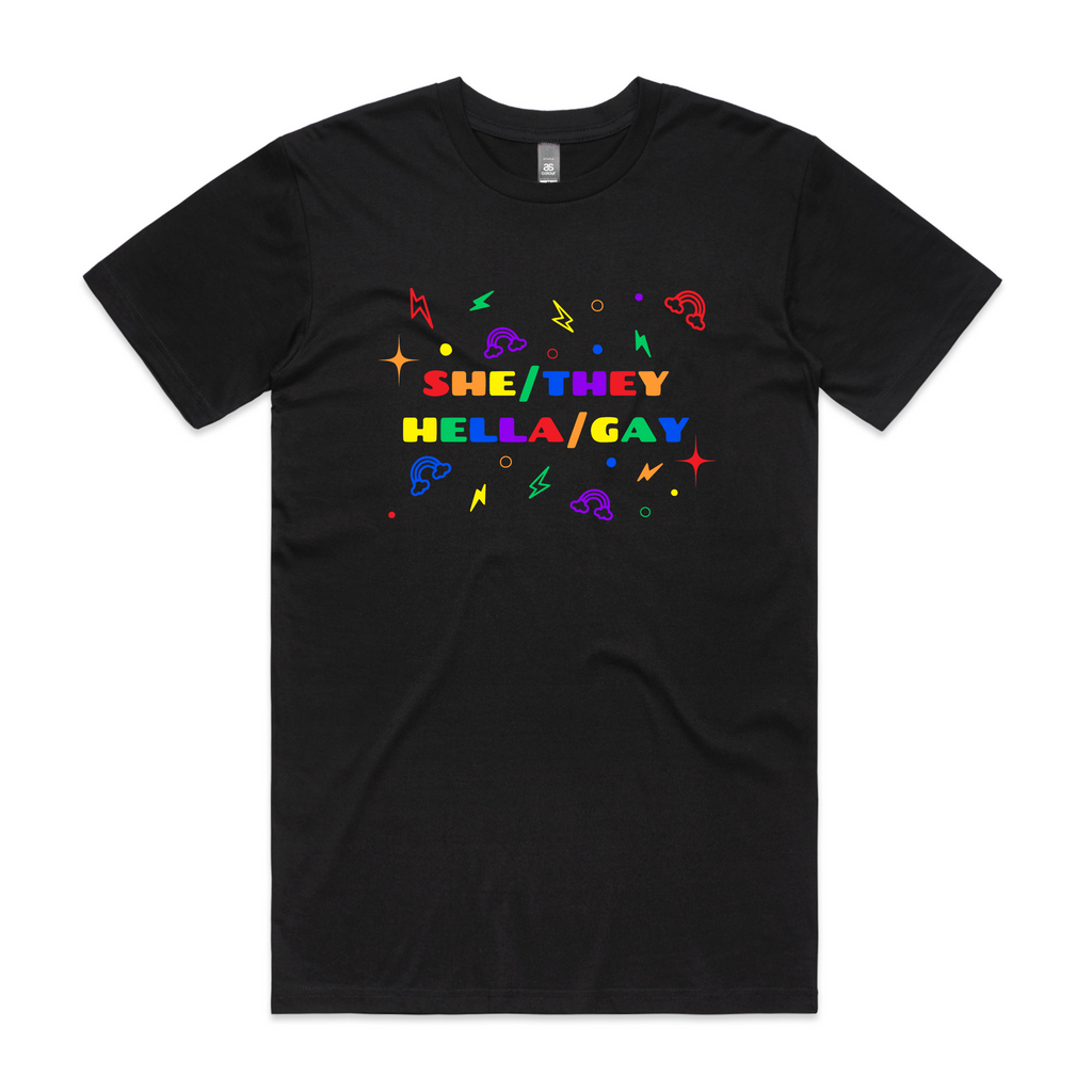She/They Hella/Gay Tee Hoodie, Sweatshirt | CiraTrend.com (Image 1)