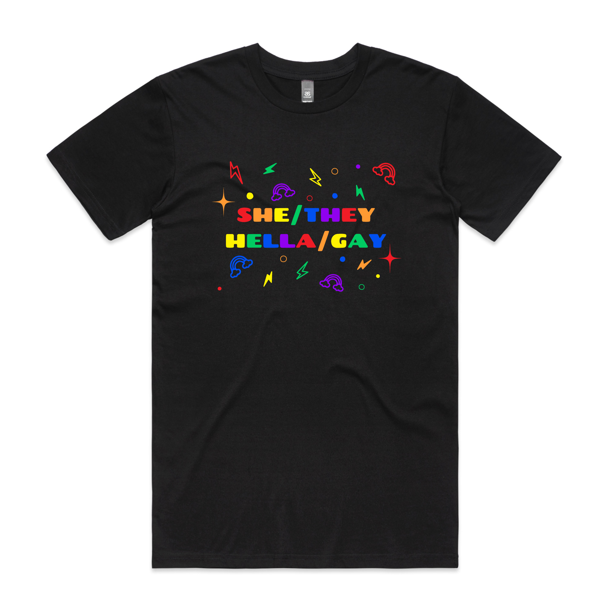 She/They Hella/Gay Tee Hoodie, Sweatshirt | CiraTrend.com (Image 1)