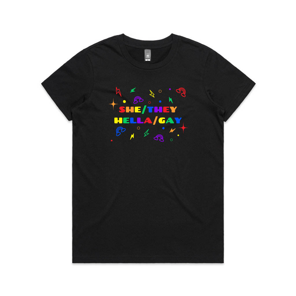 She/They Hella/Gay Tee Hoodie, Sweatshirt | CiraTrend.com (Image 2)