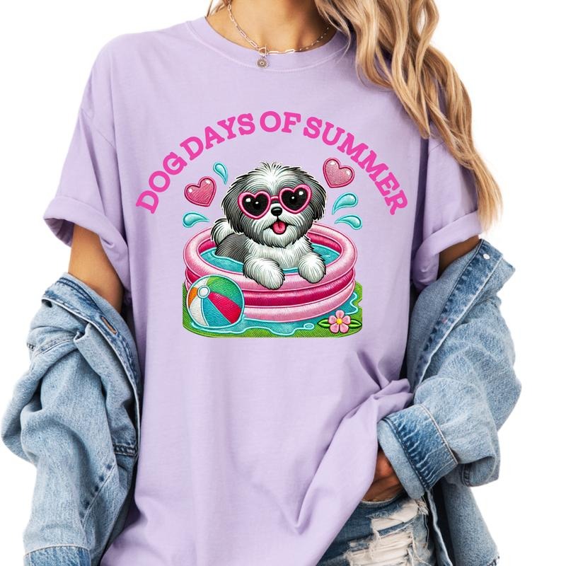 Shihzu Dog Days of Summer Shirt ~ Unisex Apparel Relaxed Fit Printed In The USA Clothing Womenswear Casual Comfort Cotton Top Athletic Boho Chic