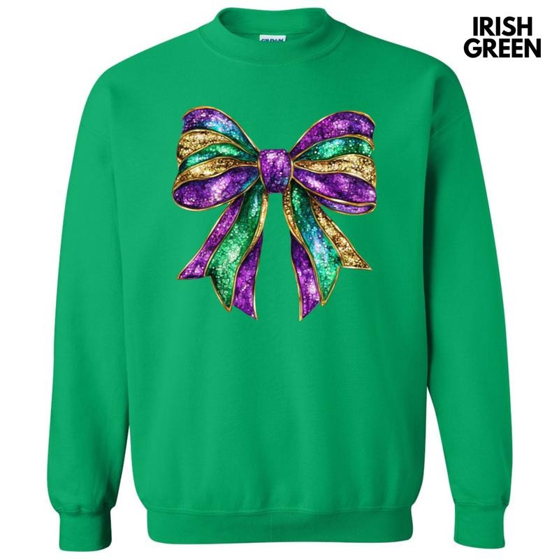 Shimmer Mardi Gras Bow Sweatshirt T-Shirts, Hoodie | CiraTrend.com