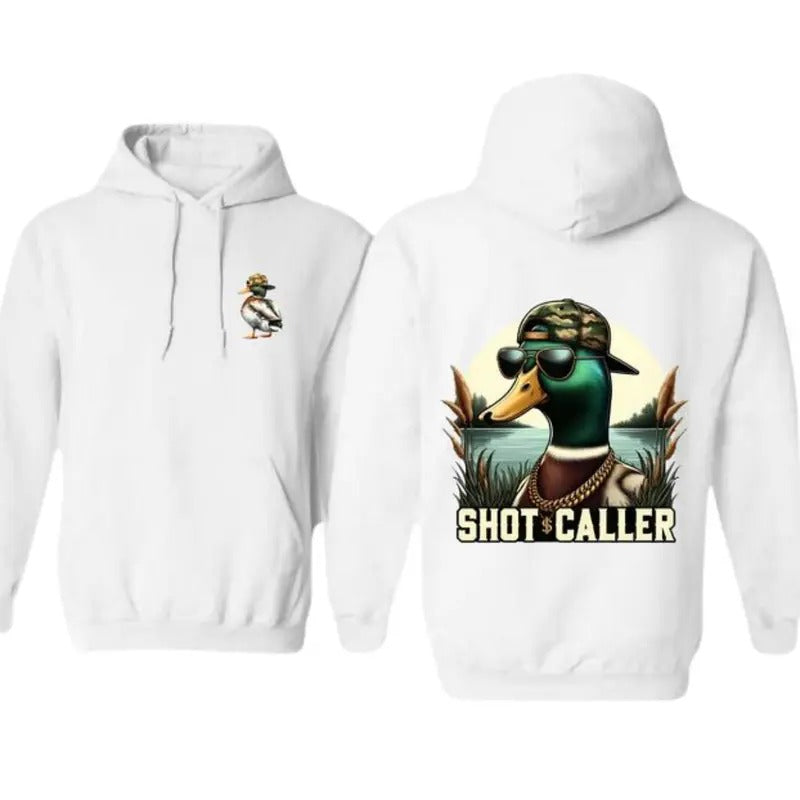 Shot Caller Duck Graphic Hoodie, T-shirt Trendy Streetwear, Cool and Fun Design, Unisex Casual Wear, Comfortable Fit Cotton Sweatshirt Tops Classic Hoodie