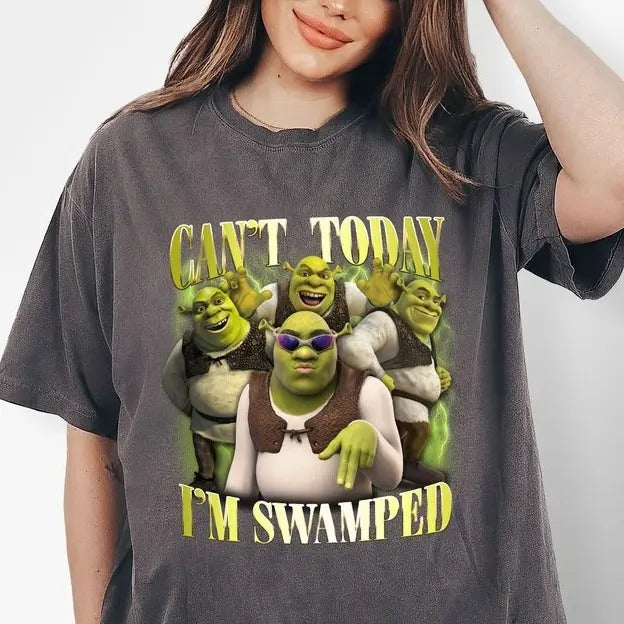 Shrek Funny Trending Shirt Can't Today I'm Swamped Shrek and Fiona Shirtstyle{n002}2