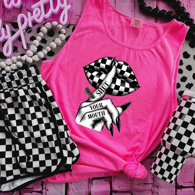 Shut Your Mouth - Neon Pink TShirt or Tank Top Hoodie, Sweatshirt | CiraTrend.com