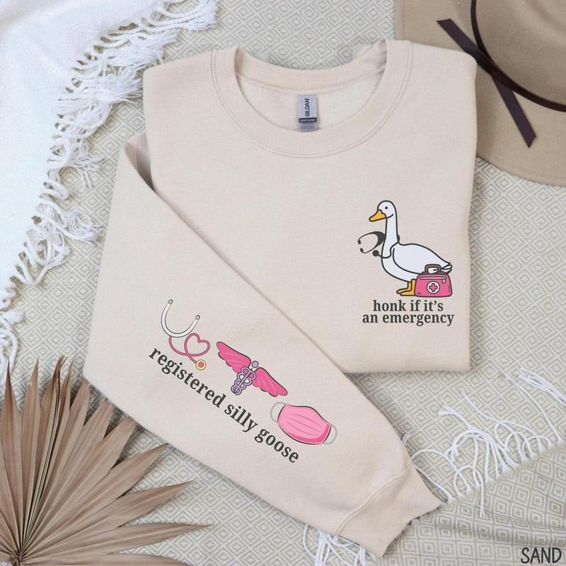 Silly Goose Registered Nurse Sweatshirt, RN Crewneck Sweater, RN ER Sweatshirt, Nursing Student Gift, Nurse Shirt Hoodie