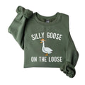 Silly Goose Sweatshirt, Silly Goose On The Loose Shirt, Goosee Pullover Hoodie, Funny Gift Tee Classic Crewneck Menswear...