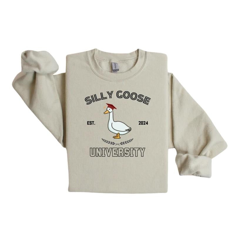Silly Goose University, Graduation Sweatshirt, College Shirt, Unisex Crewneck Sweater, Funny T-Shirt, Trendy Goose Hoodie, Humor Tee Classic Fabric Menswear Underwear