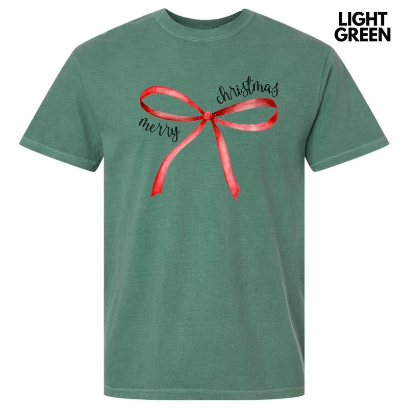 Simple Christmas Bow Comfort Colors T-Shirt 'NLB' Hoodie, Sweatshirt | CiraTrend.com