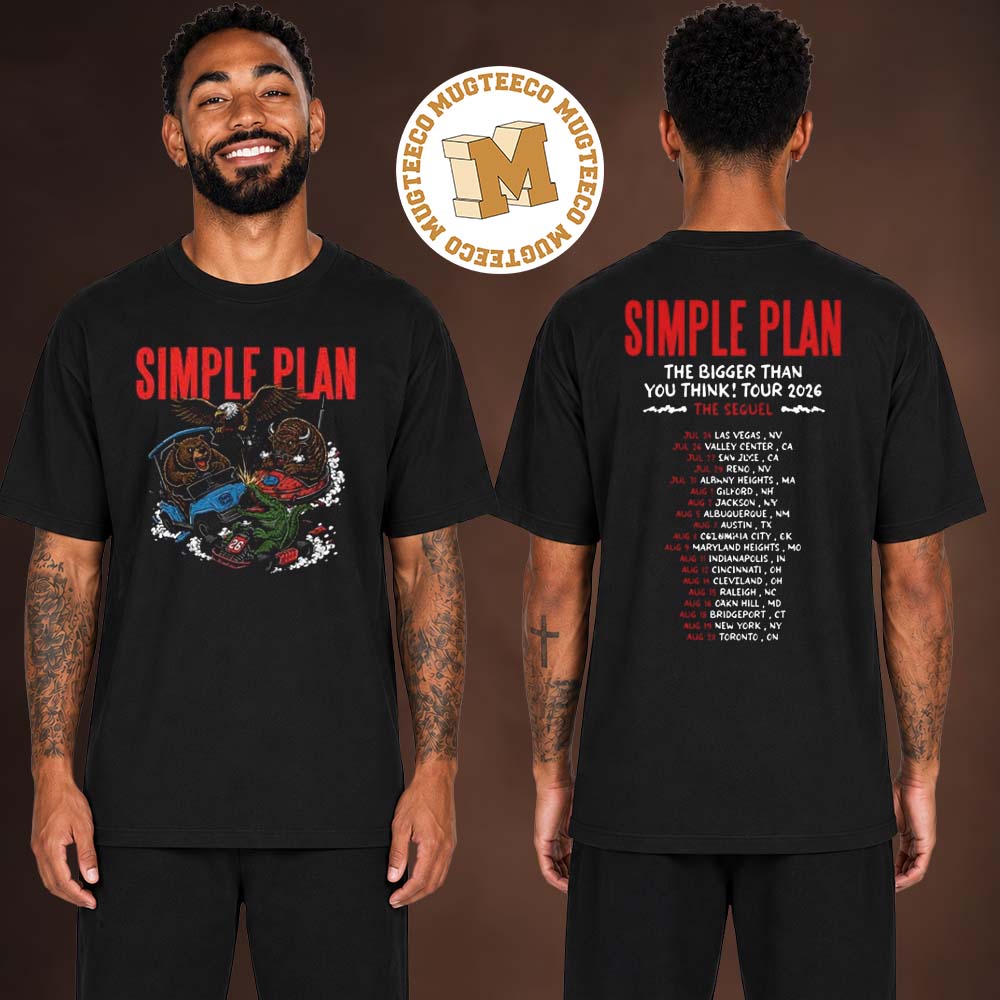 Simple Plan Lasvegas USA Bigger Than You Think Tour Animal Two Sided Unisex T Shirt
