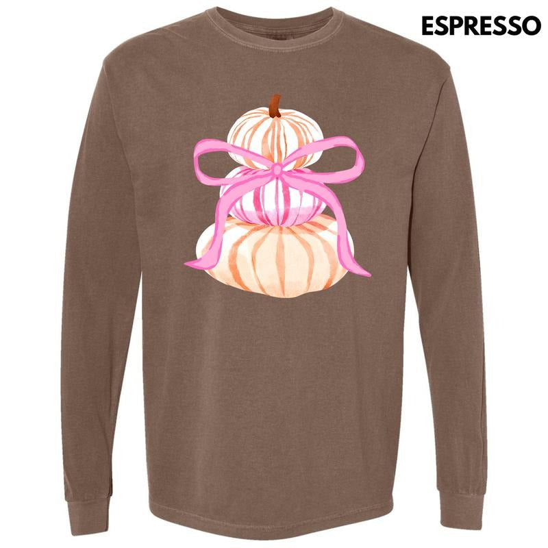 Simple Pumpkin Trio Long Sleeve Comfort Colors T-Shirt 'NLB' Hoodie, Sweatshirt | CiraTrend.com