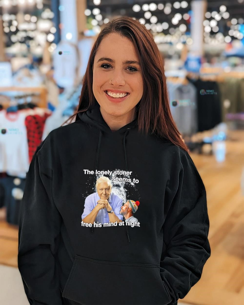 Sir David Attenborough the lonely stoner seems to free his mind at night shirt