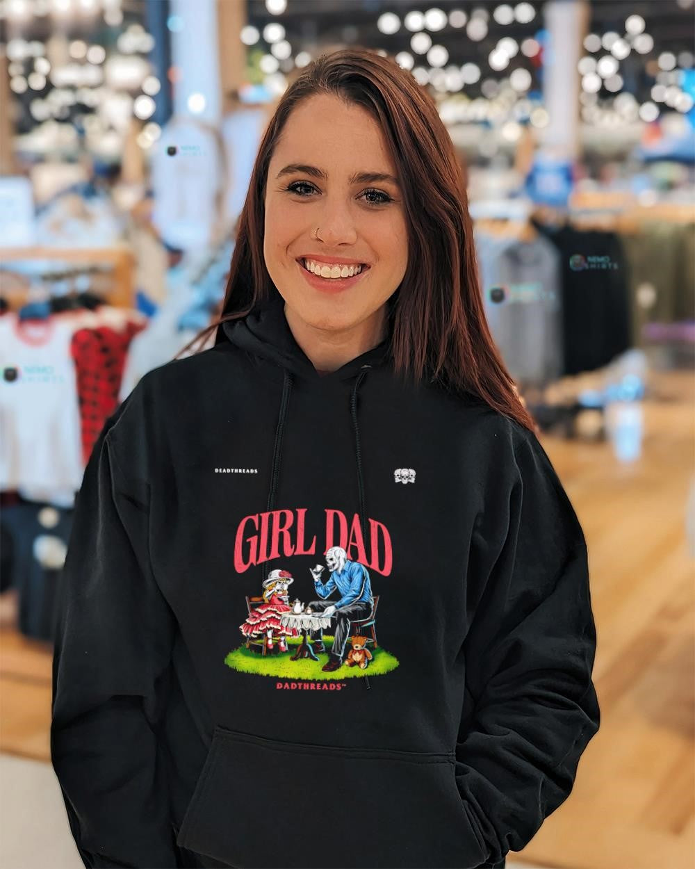 Skeleton Girl Dad Dead Threads Fathers Day shirt