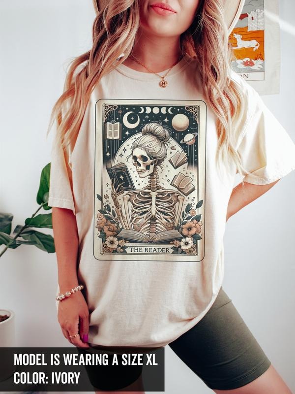 Skeleton Tarot Card Shirt Reader Shirt Bookish Shirt Booktrovert Book Lover Gift Literature Shirt Reading Shirt Booktok...
