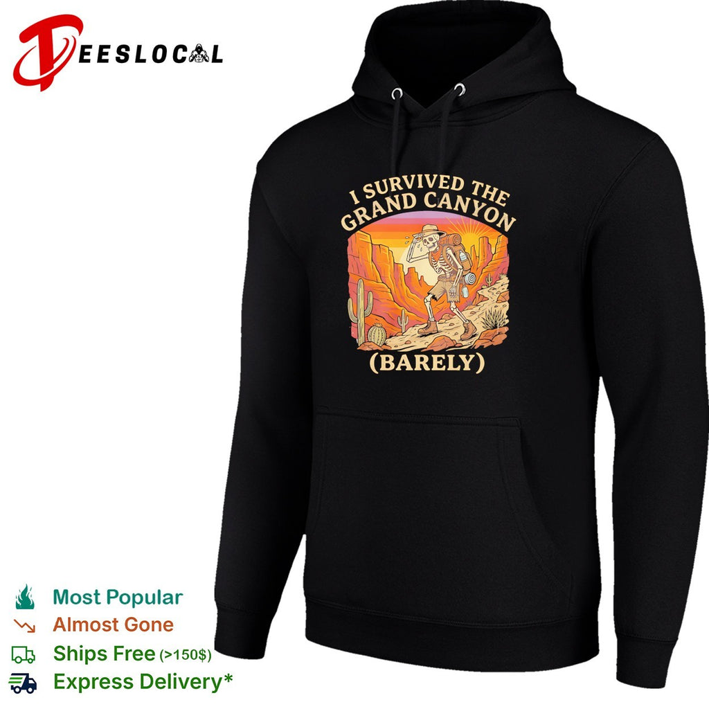 Skeleton hiking I survived the Grand Canyon barely shirt