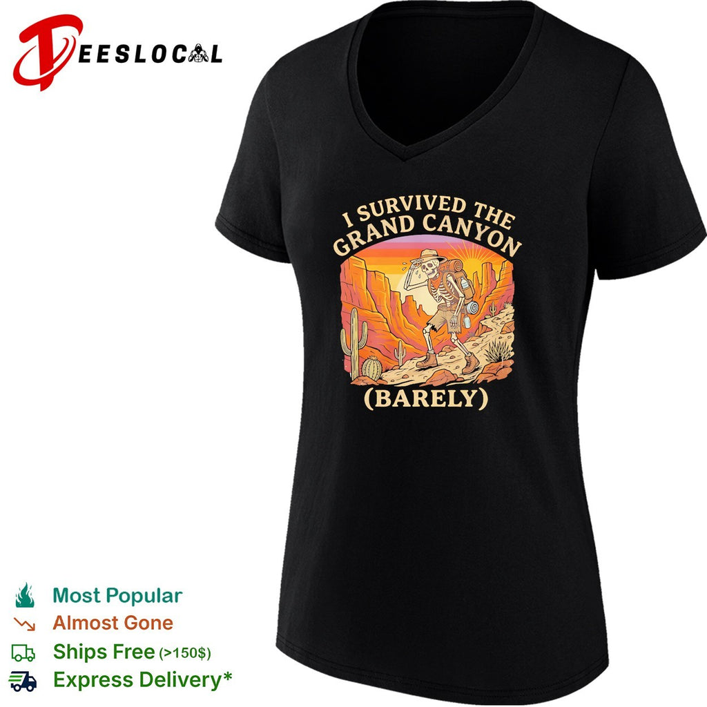 Skeleton hiking I survived the Grand Canyon barely shirt