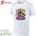 Skeleton riding pink flamingo float summerween shirt