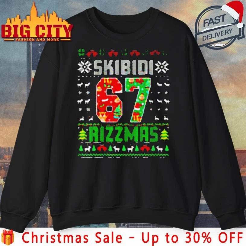Skibidi 67 rizzmas ugly christmas shirt