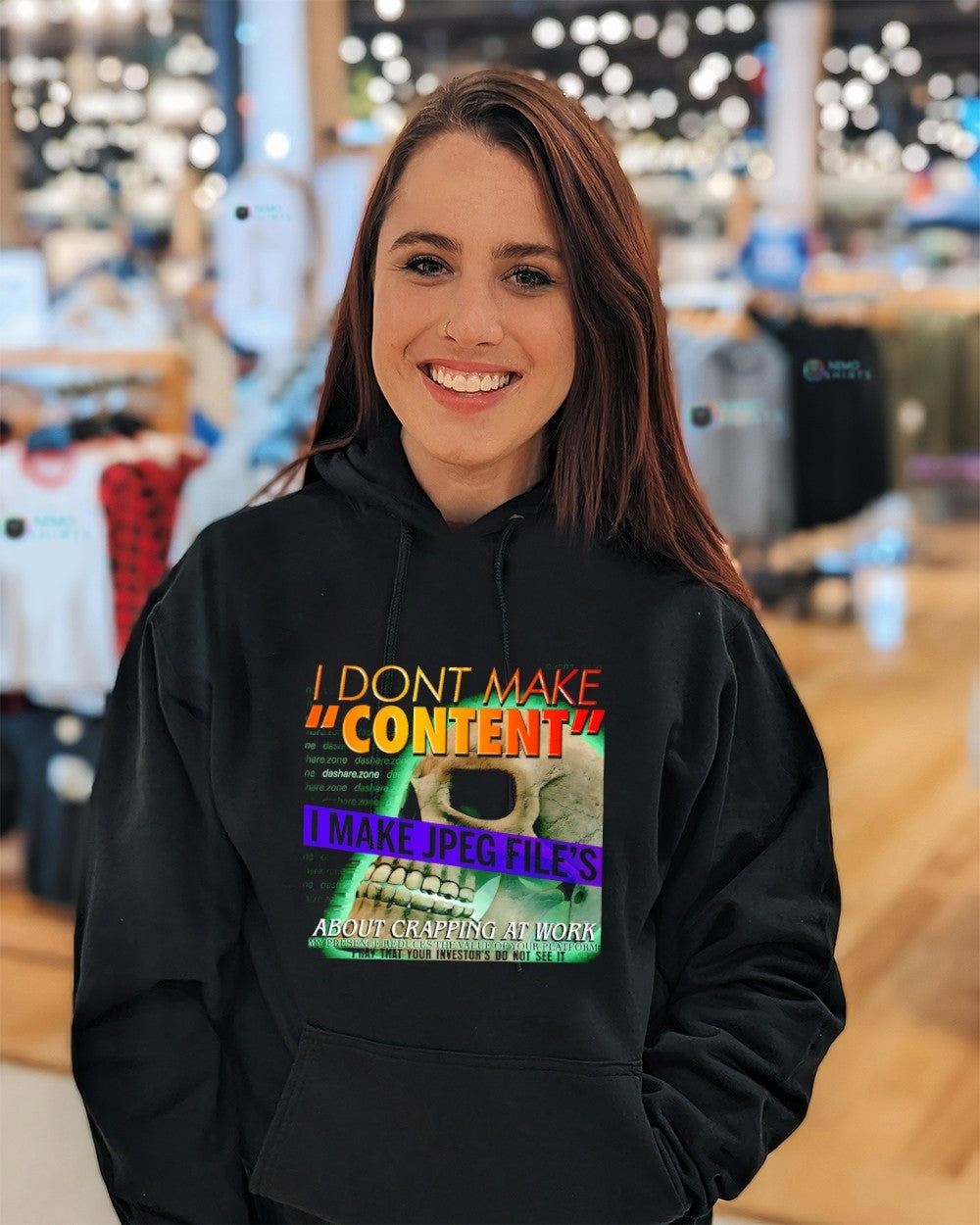 Skull I dont make content I make Jpeg file’s about crapping shirt