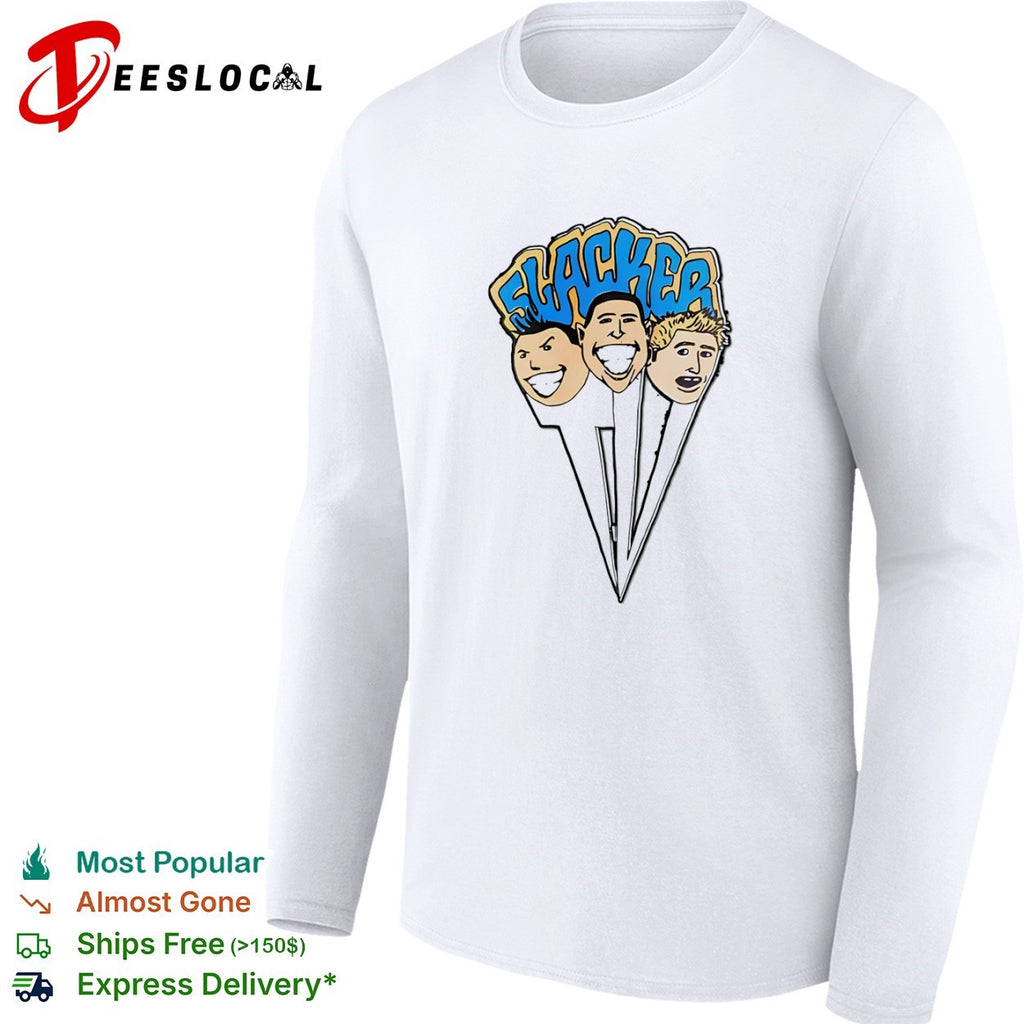 Slacker cartoon heads punk rock group shirt