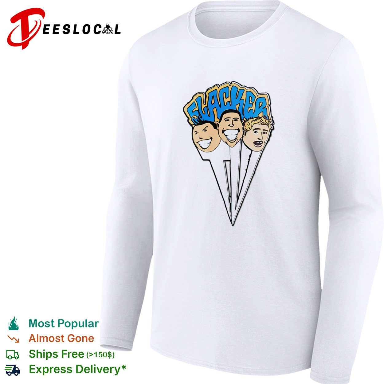 Slacker cartoon heads punk rock group shirt