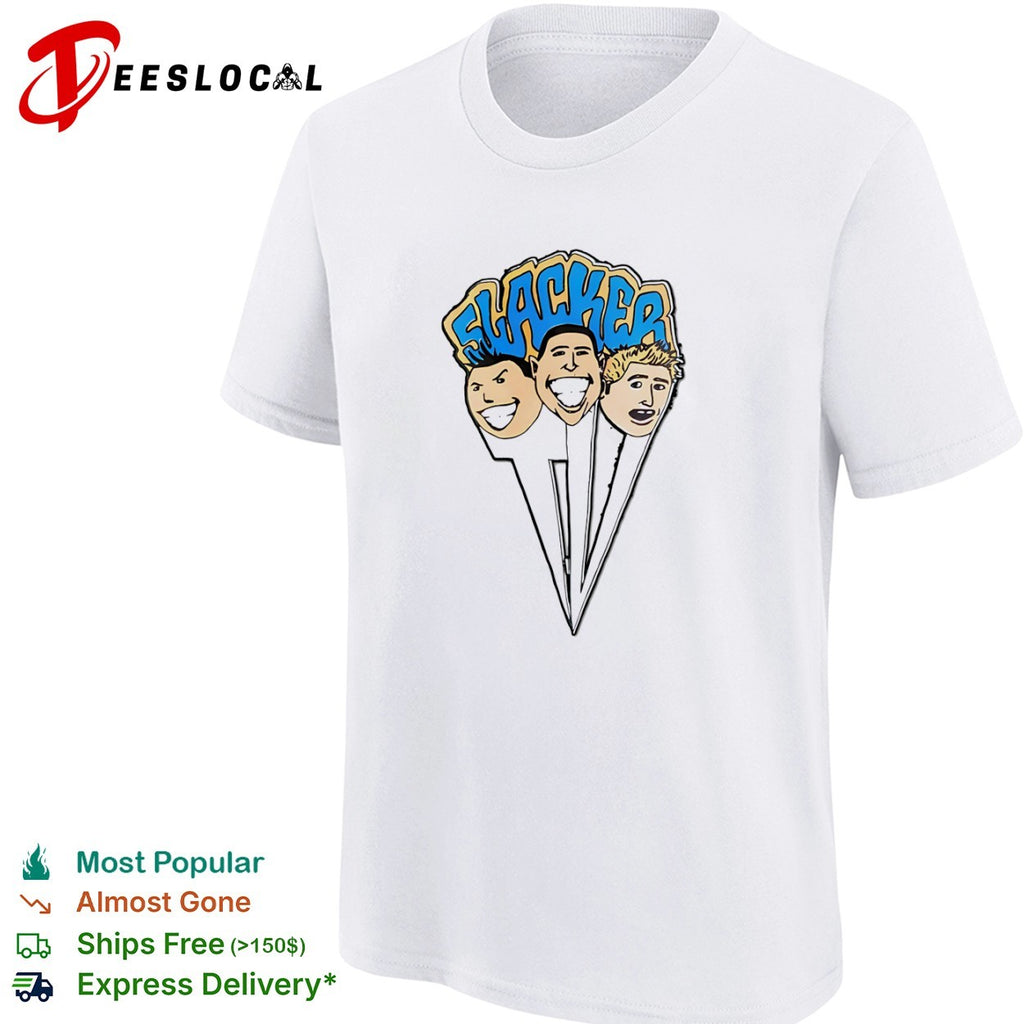 Slacker cartoon heads punk rock group shirt