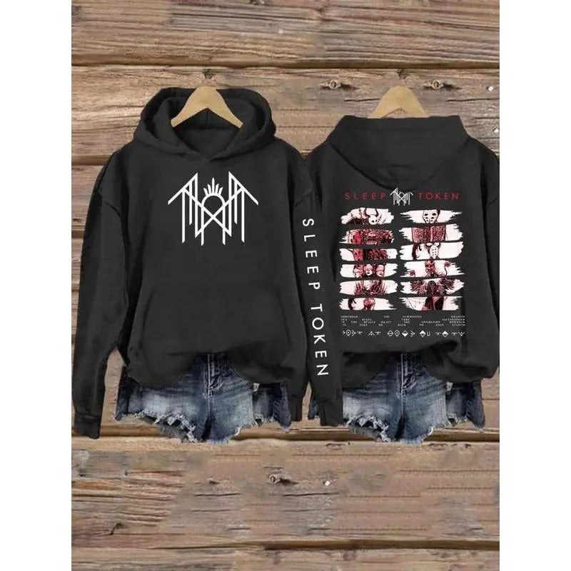 Sleep Token Front and Left Slevee Print Comic Logo Unisex Hoodie, sweatshirt T-Shirts | CiraTrend.com