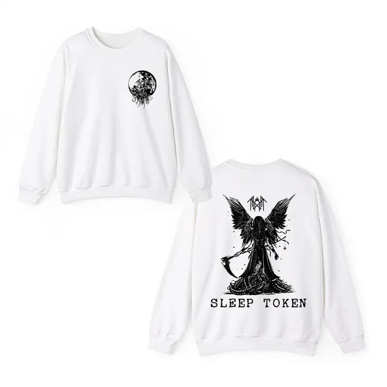Sleep Token Reaper Angel Sweatshirt 2 Sided Sweatshirt, Rock Band Vintage Sweatshirt , Sleep Token Tour Perfect Gift For...