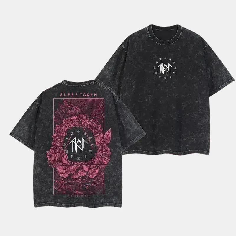 Sleep Token Rose Clothes Heavy Metal Unisex Rock Band Washed Lightweight Cotton Tshirt, Gift for Sleep Token fan, masters...