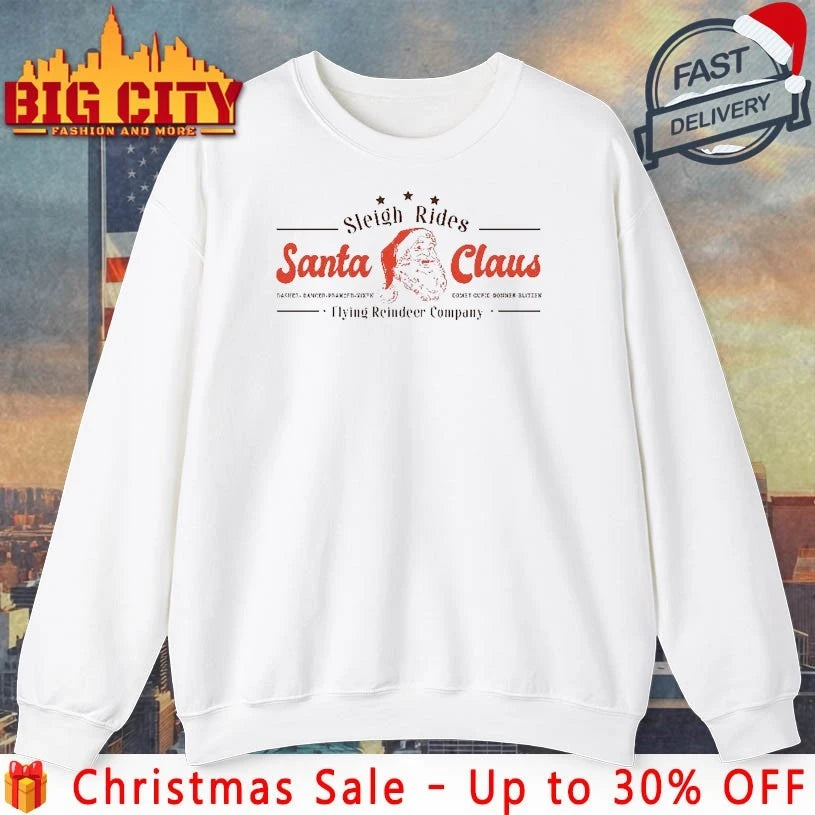 Sleigh Rides Santa Claus Flying reindeer company shirt