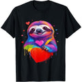 Sloth Shirt - Colorful Sloth Heart Graphic T-Shirt Made in USA Hoodie, Sweatshirt | CiraTrend.com