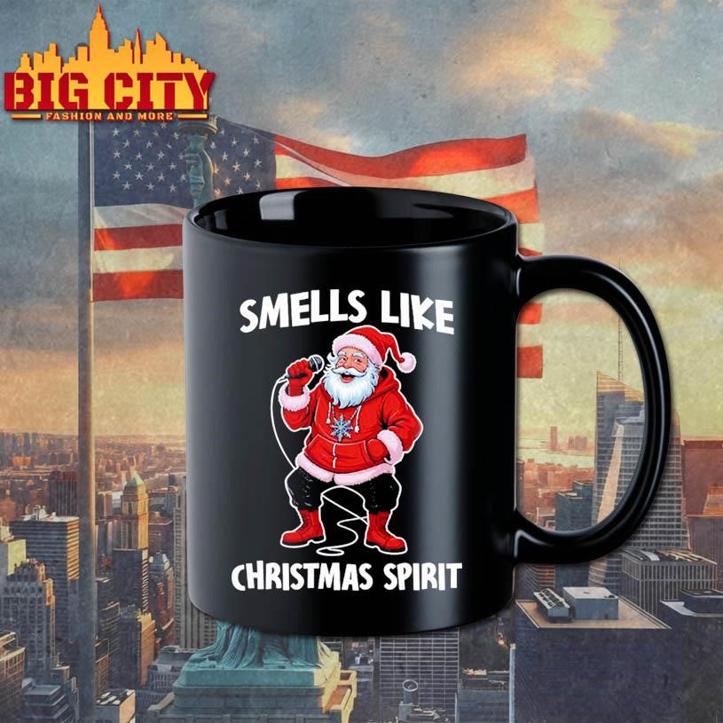 Smells Like Christmas Spirit Funny Santa Shirt