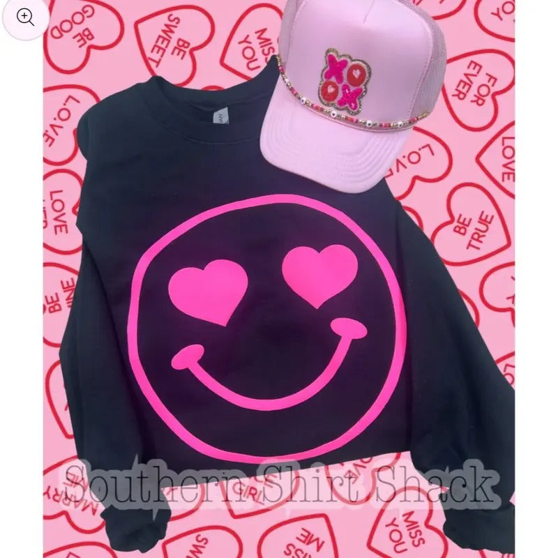 Smiley Heart Eyes Puff Sweatshirt T-Shirts, Hoodie | CiraTrend.com