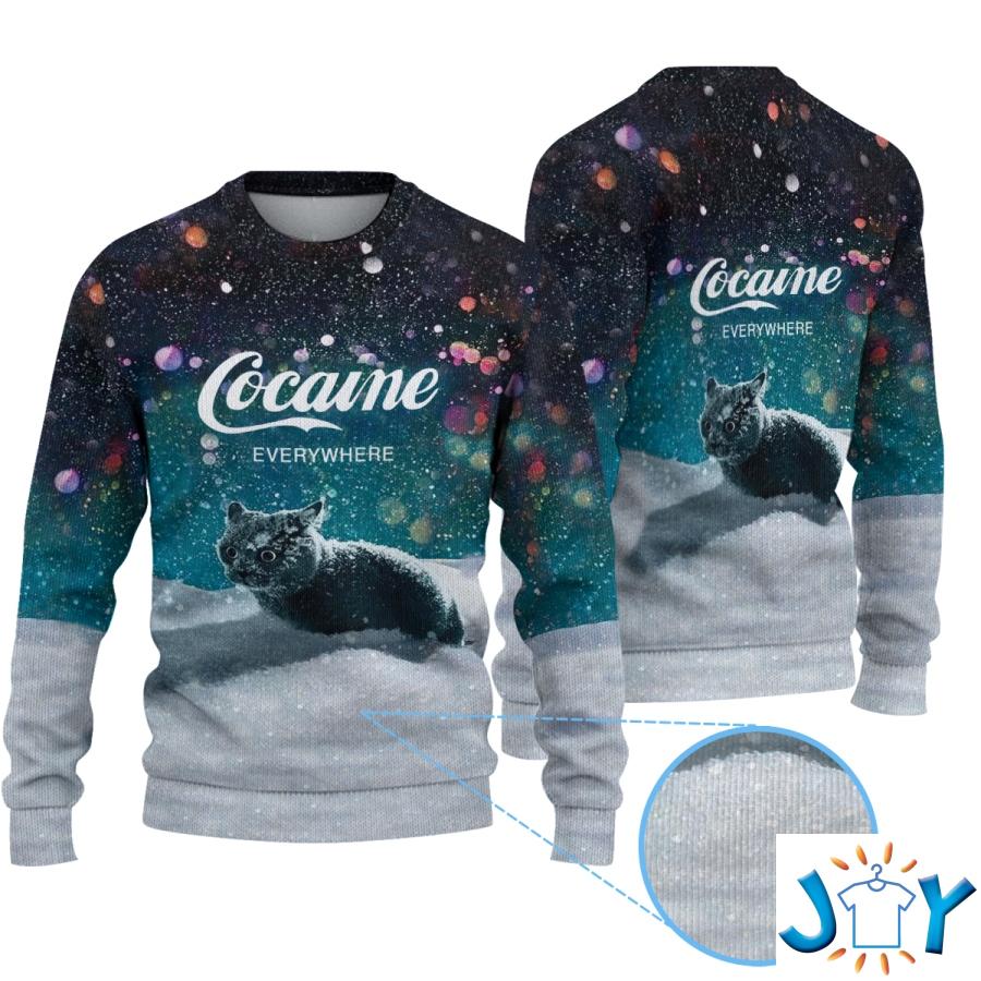 Snow Cat Cocaine Everywhere 3D Sweatshirt & Hoodie